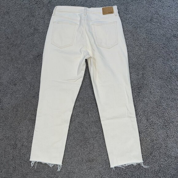 RAG & BONE WREN High-Rise Slim Straight Raw Hem Cropped Denim Jeans in Ecru - 31 - Picture 4 of 13